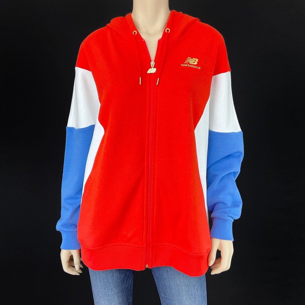 New Balance Jacket Womens Large Orange Hoodie Full Zip Colorblock NWT